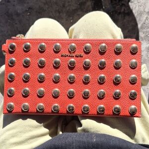 Michael Kors Orange Clutch with Gold Studs
